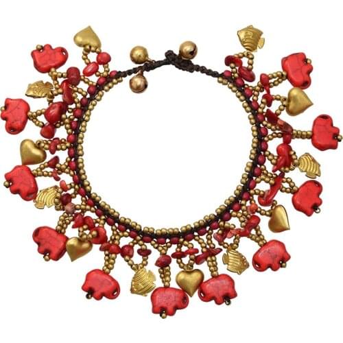 New Heart Fish Elephant Beads Multilayers Stone Bracelet Or Anklet For Women Ethnic Handmade Colorful Foot Bracelet