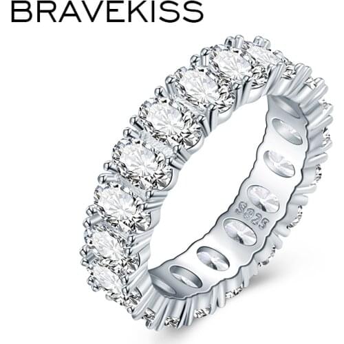 Bravekiss Trendy Eternity Bague Rings for Women Luxury Wedding Bands promise ring Cubic Zirconia Gifts Fashion Jewelry UR0580A