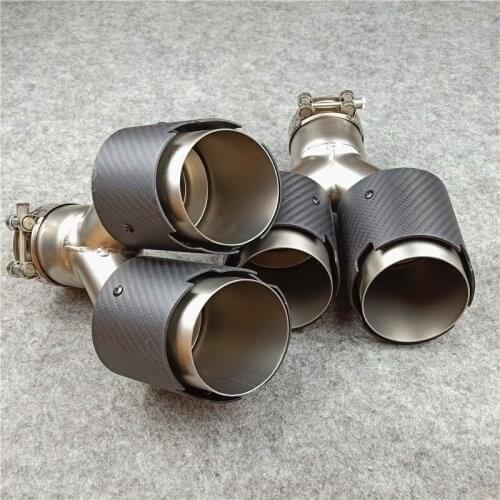 1 Pair inlet 2 inches Matte Carbon Fiber Y Exhaust Tips Matte Stainless Steel For Akrapovic Carbon Muffler Nozzles Exhaust Pipes