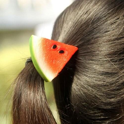 Simulation Fresh Fruits Watermelon Orange Apple Barrettes Elastic Hair Bands 1pcs Fashion Women Hair Accessories 23colors
