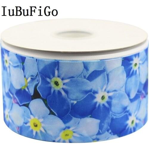 IuBuFiGo 10 yard 3" 75mm Flower Printed Grosgrain ribbon gift ribbon bows DIY headband tape For Decorations 1865