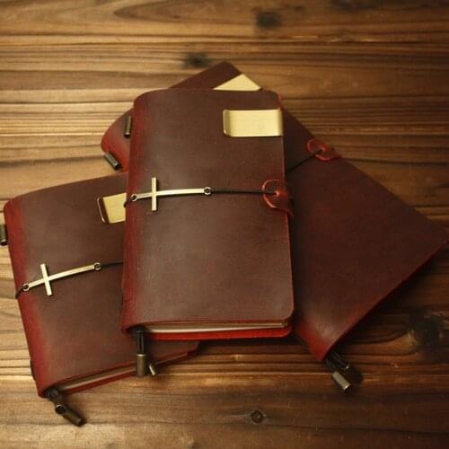 100% Genuine Cow Leather Cover Travelers Notebook Diary Journal Vintage Handmade Cute Travel Note Book Pocket