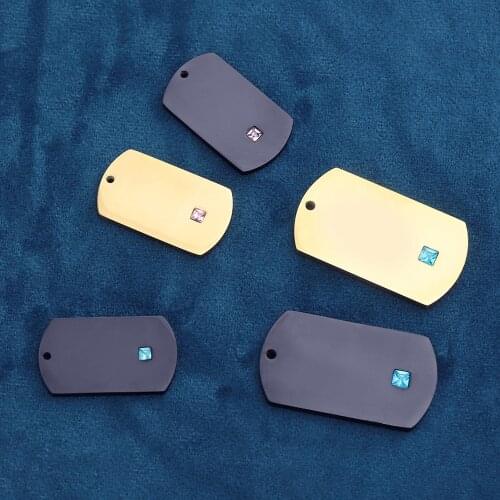 100% Stainless Steel Military Dogtag Blank For Engrave Black/Gold Color Metal Military Plates Mirror Polished Wholesale 10pcs