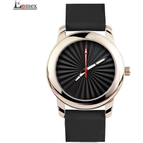 2017 Enmex creative style wristwatch gloden Stereo solar pattern creative design silicone band Luminous brief quartz watch