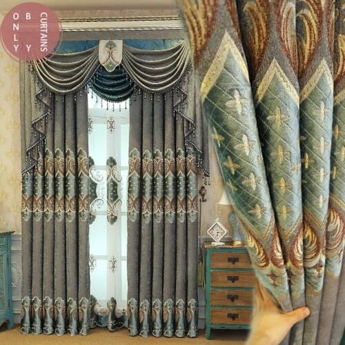 2021 Light Luxury High-end Embroidered Curtains for Living Room Bedroom Floor-to-ceiling Blackout Curtains Customization