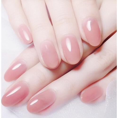 24Pcs False Nail False Nail Full Cover Fake Nail Crystal Elegant Pink Gradient French Short Nails Ellipse Shape Short Fake Nail