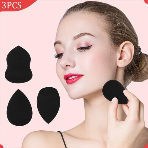 3PCS Assorted Makeup Sponge Blender Set Wet Dry Dual-used Beauty Foundation Blending Sponges for Women Girls Gift Black