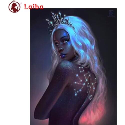 3d round square diamond embroidery Fantasy art, sexy black woman Diy full diamond painting stitch cross mosaic picture