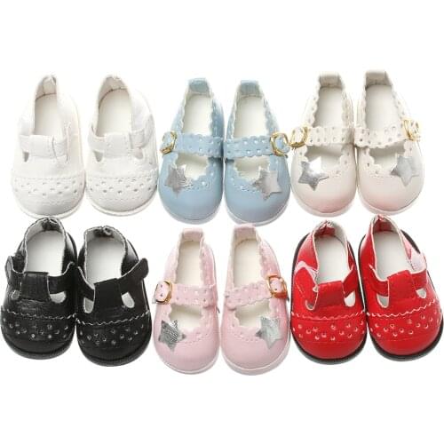 5/6.5/7cm Doll Shoes PU Leather Rabbit Star Mini Shoes For 14/16/18 Inch Doll Baby Gifts Toys DIY Doll Clothing Accessories