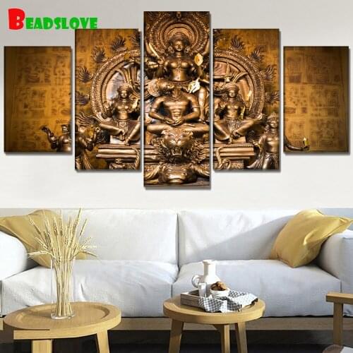 5 Pcs Diamond Painting Cross Stitch Lord Ganesha buddha Cartoon full square round diy 5d Mosaic diamond embroidery B14