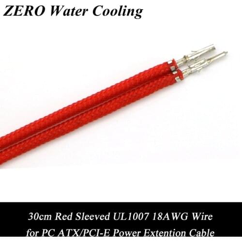 50pcs/Lot Free Shipping Red Sleeved UL 1007 18AWG Wire for PC ATX/PCI-E Extension Cables -30cm