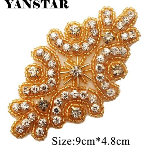 YANSTAR 50PCS Rhinestone Applique By Hand Sparkle Crystal Accessorie Sewing On Wedding Dress Sash For Prom YS923