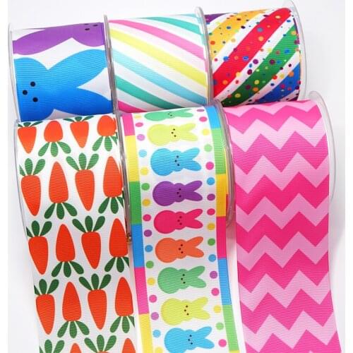 Free shipping 3 Inch 75mm 50 yard Easter Day Cartoon Printed Grosgrain Ribbons 962