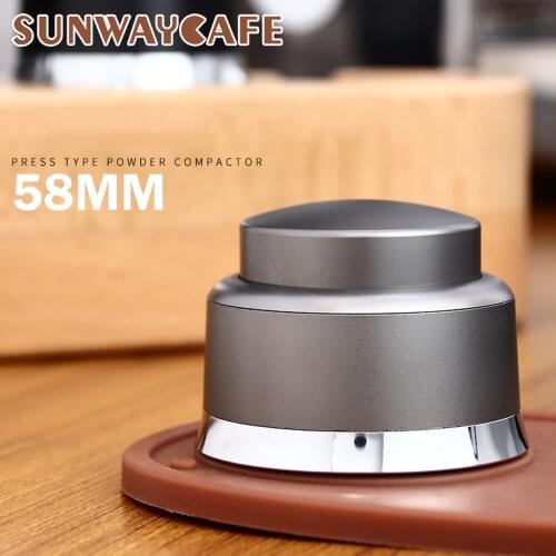 58mm Coffee Tamper Stainless Steel Adjustable Height Pressure Powder Hammer Espresso Tamper Flat Base Coffee Accessorie