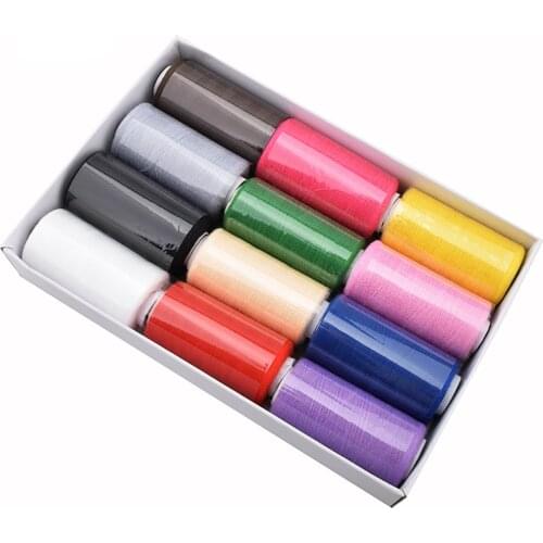 Chainho,Multi Color Polyester Thread,DIY Sewing & Quilting Material,For Hand & Machine Sewing,12 Spools,350 Meters/Spools