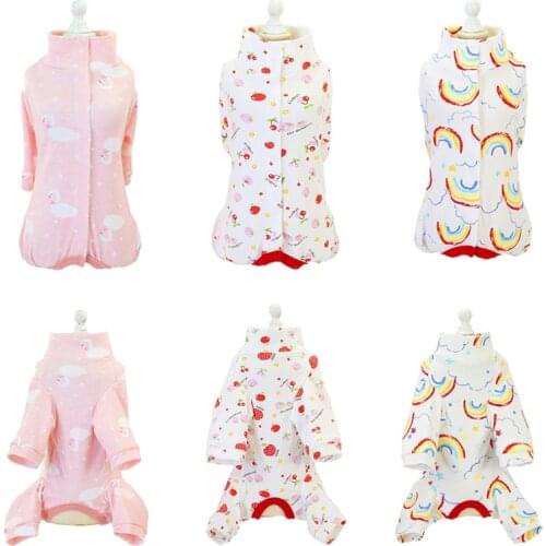 Cotton Print Female Pet Jumpsuit for Small Dogs Cats Winter Warm Bitch Girl Dog Cat Pajamas Shih Tzu Overalls Puppy Pets Clothes