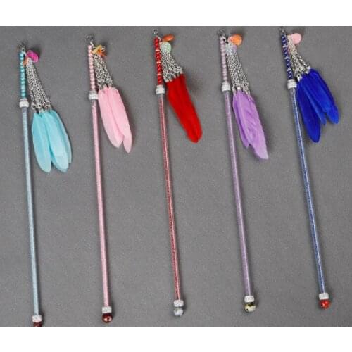 Pet cat kitten playing toys teaser fishing pole rod sticks bell