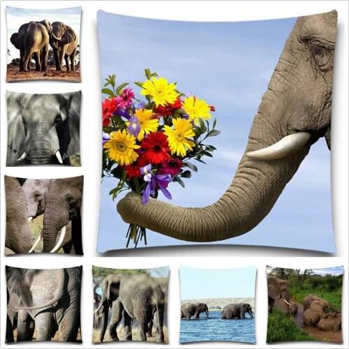 Colorful Natural Elephant Sofa Cushion Cover Perfect Quality Home/Office/Bed Decoration pillow case Car Throw Pillow Cover