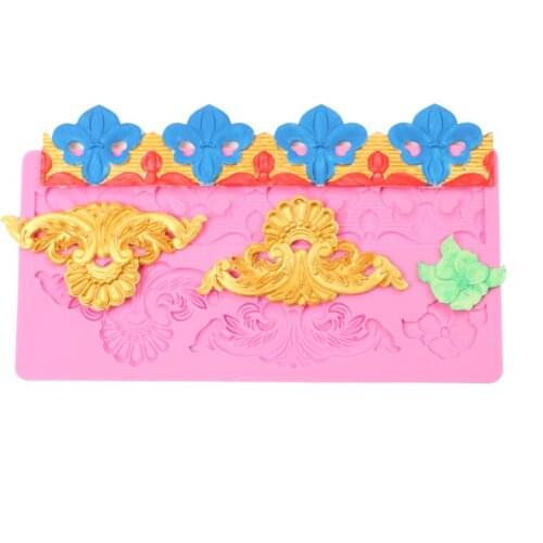 Lace Mat Silicone Imprint Mold Sugarcraft Wedding Cake Broder Decorating Tool Gumpaste Tool Kitchen Chocolate Mould for Baking