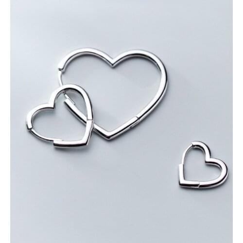 925 Sterling Silver Heart Piercing Stud Earrings For Women Girls Fashion Party Jewelry Oorbellen A012