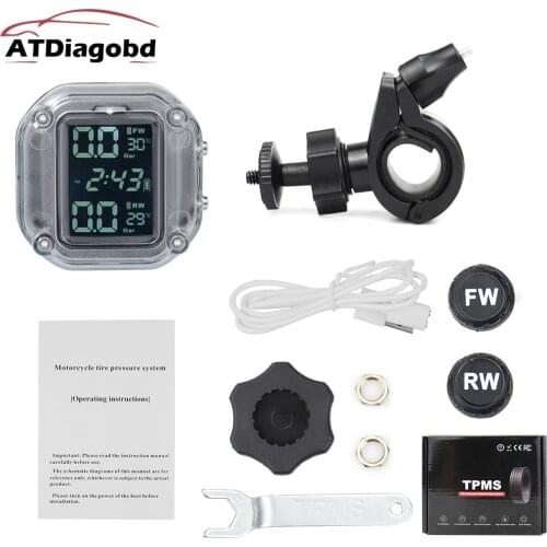 Motorcycle TPMS Tire Pressure Monitor LCD Digital Screen Magnetic Charge Auto Alarm Moto Tyre Pressure External Sensor