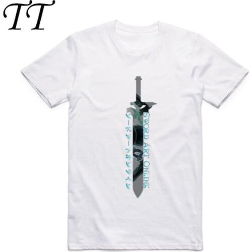 2019Fashion Men Sword Art Online Anime T-shirt O-Neck Short Sleeve Summer Asuna Kirito Kirigaya Kazuto SAO Top Tee Funny T Shirt