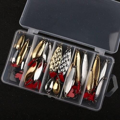 20pcs streamlined metal sequin fish bait kit set gold/silver fishing bait multiple sequin lure fishing tackle kit