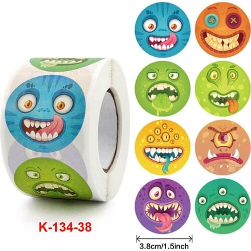 Halloween Elements Stickers Roll Colorful 500-Count Stickers Round Seals Stickers for Cards Gift Envelopes Box JR Deals