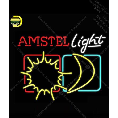 NEON SIGN For Amstel Light Sun and Moon NEON Bulbs Sign Lamp Decor Store Shop Room Neon Signs For Bar Arcade neon sign bud light