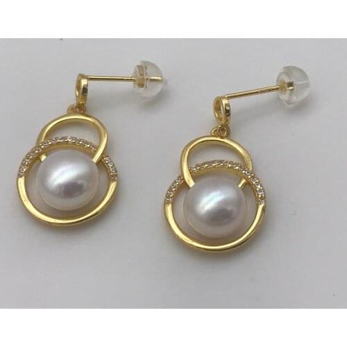New natural freshwater pearl 7-8 mm steamed bread beads, Tibetan earrings
