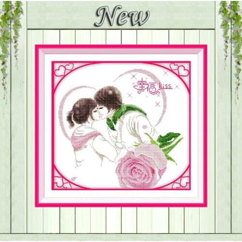The kiss of happiness decor painting counted printed on canvas DMC 11CT14CT Chinese Cross Stitch kits embroidery needlework Sets