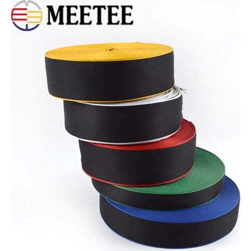Meetee 10M 10-40mm Polyester Color Thin-edged Stripe Webbing for Backpack Strap DIY Clothes Lace Decor Belt Tape Ribbon Material