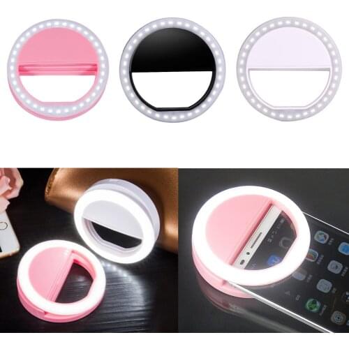 Portable Mobie Phone Selfie Makeup LED Ring Flash Light Camera photography Pink For Phone Android iPhone Samsung Indoor Outdoor
