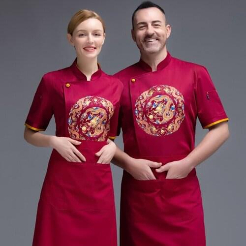 Food Service Bakery Chef Uniform Men and Women Short Sleeve Kitchen Jacket Pastry Hotel Cooking Breathable Mesh Workwear Shirt