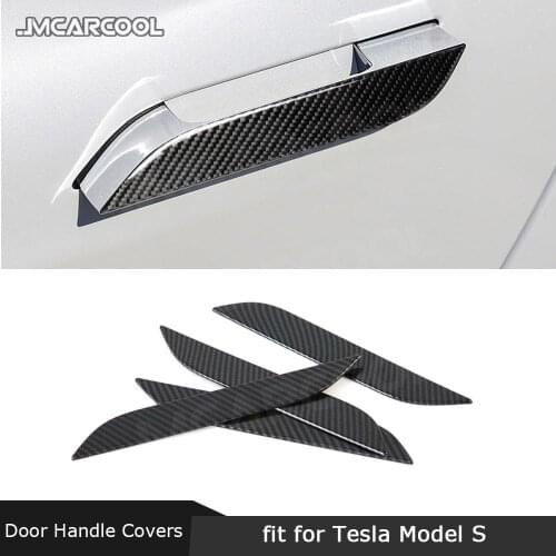 Car Door Handles Decorative Cover Protective Stickers For Tesla Model S 2015-2019 Carbon Fiber Exterior Trims