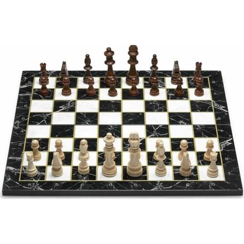 Premium Marble Effect Chess Set 37x37 cm - 45x45 cm Wood Cloth Top Quality