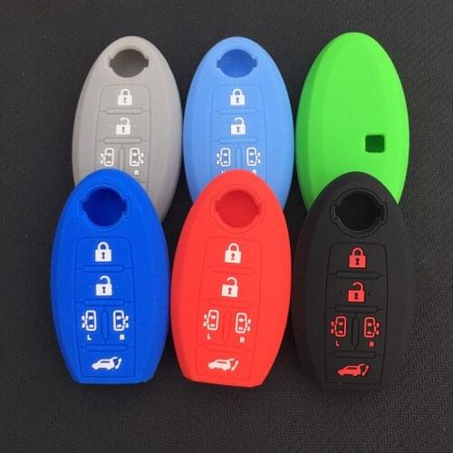 Silicone car key cover case shell for nissan quest mpv 5 button remote key