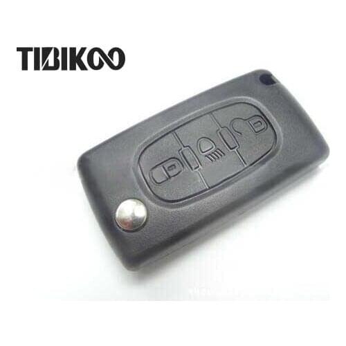 Folding Flip Remote Key Shell 3 Buttons FOB Car Key Blanks Case for Peugeot 307 408 With Light Button