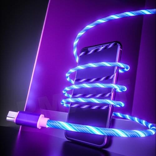 Glowing Cable Mobile Phone Charging Cables LED light Micro USB Type C Charger For Samsung Galaxy S8 S9 Streamer Charge Wire Cord