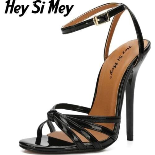 Women Sandals 13cm High Heels Fetish Sandals Female Flock Extreme Gladiator Cheap Female Shoes Lady Valentine Red Pumps 37-48