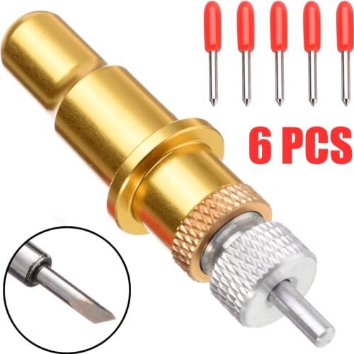 1Pcs Gold Holder + 5Pcs 45 degree Cutter Blades Hard Hardness For Vinyl Cutter Cutting Plotter Power Tools