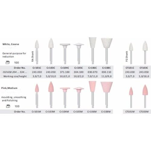 100 PCS Dental Material Grinder Silicone Polisher For Porcelain Ceramic Alloy Polishing