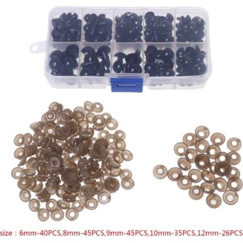 160pcs 6-12mm Black Plastic Safety Eyes For Bear/Dolls/Toy Animal/Felting R9JD