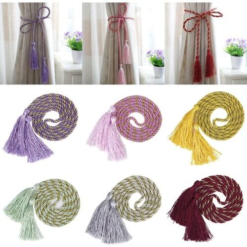 2Pcs New Rainbow Color Tassels Lacework Tieback Rope Decor Exquisite Hand-woven Lanyard Strap Tying Home Office Curtain Decor