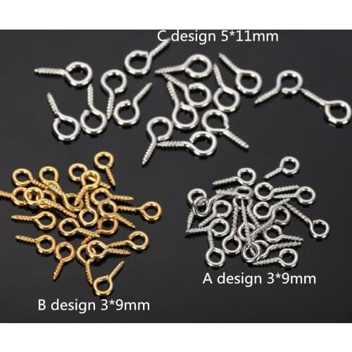 200Pcs/lots Screw Eye Bail Top Drilled 3x9mm Golden Plated jewelry accessories parts For Jewelry Making Craft DIY