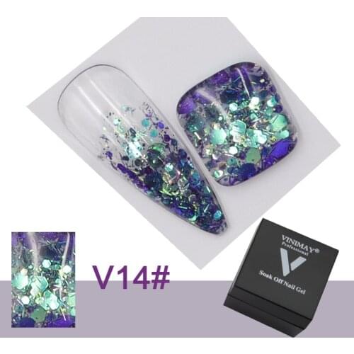 24Colors Big Sequin Glue Glitter Gel Nail Polish Sequins Colorful Nail Explosion Bright Reflective Diamond Glue Varnish TSLM2