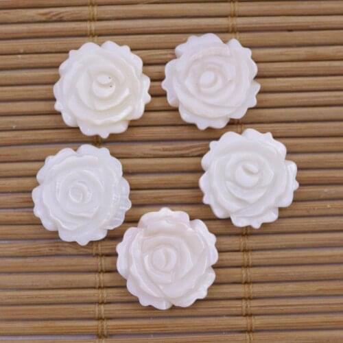 5 PCS Natural White Mother of Pearl Shell DIY 16mm Flower no hole