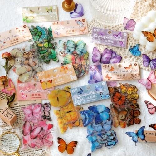 8 Design Butterfly Nature Series Decorative Sticker Scrapbook Diary Toy Plant Decoration Album diy Stationery Stickers