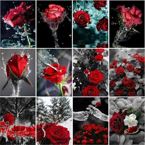 DIY 5D Diamond Painting Flower Picture Rhinestones Diamond Embroidery Rose Cross Stitch Full Round Drill Mosaic Decor Home