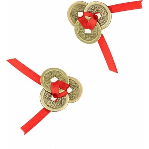 ANGRLY 2 Sets Of 6 Brass 24mm Chinese Ancient Feng Shui Lucky Coin Good Fortune Antique Wealth Money Christmas Gifts Party Craft